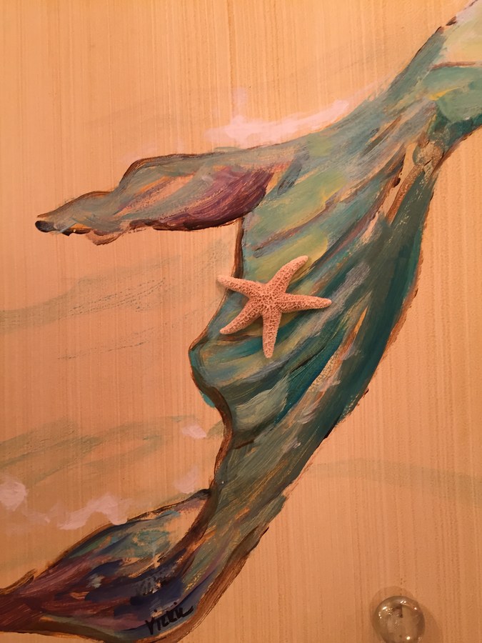 Mermaid tail and starfish mural close-up detail, Palm Beach, FL