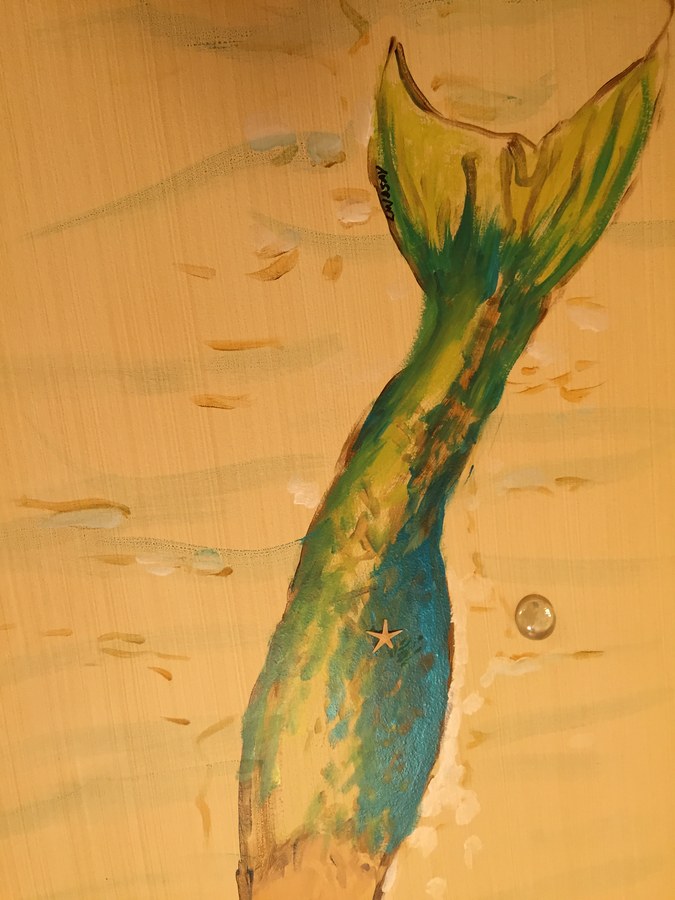 Teal-tailed mermaid mural detail, Palm Beach, FL
