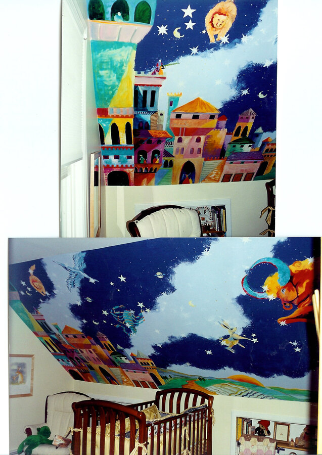 Whimsical Zodiac & celestial mural by Maureen Fulgenzi — Colorful palette, Palm Beach, FL