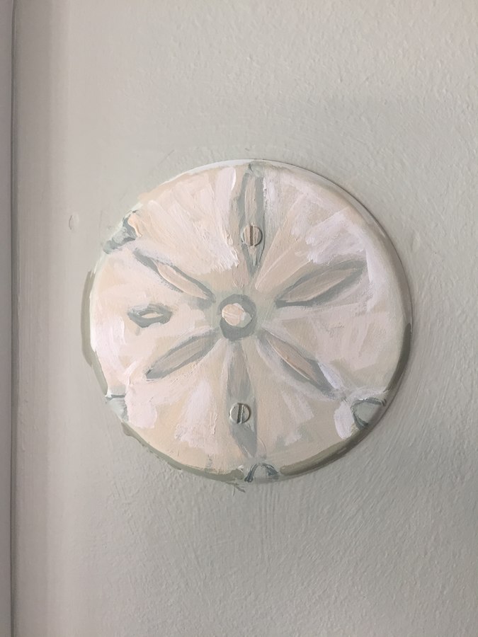 Sealife and nautical mural detail with painted sand dollar, Palm Beach, FL