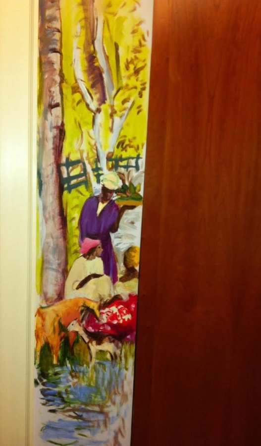 African women mural detail, second view of the door panel, Palm Beach, FL