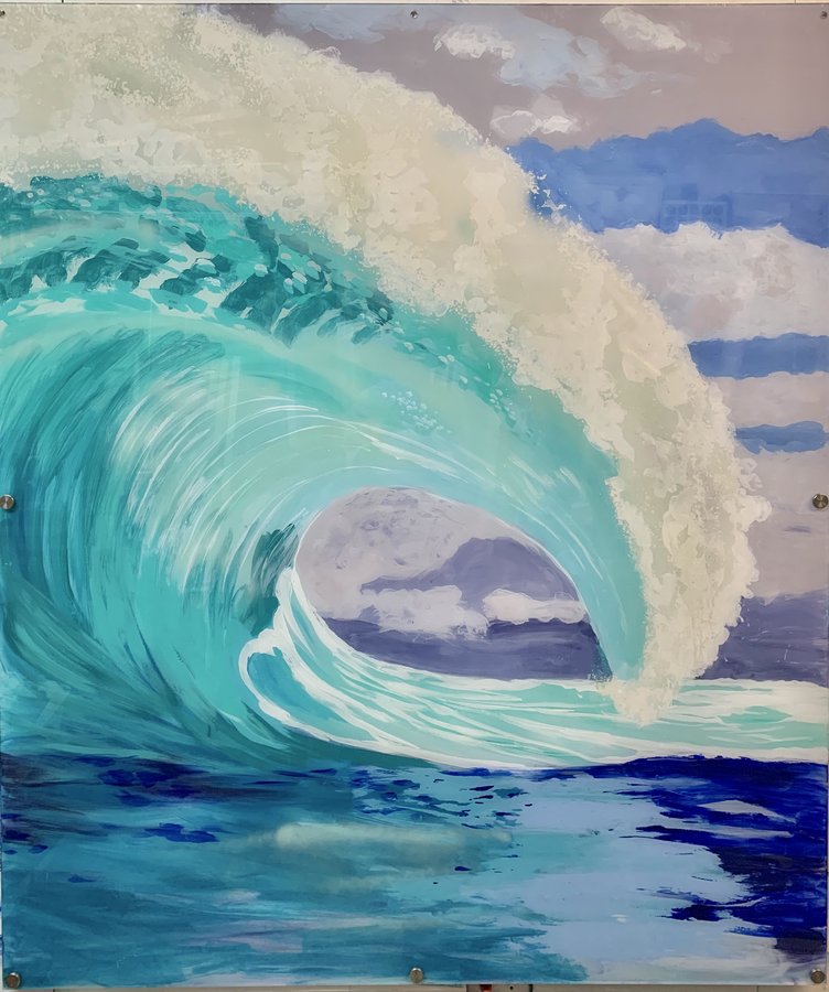Ocean wave mural detail, close view of the curling whitecap, Palm Beach, FL