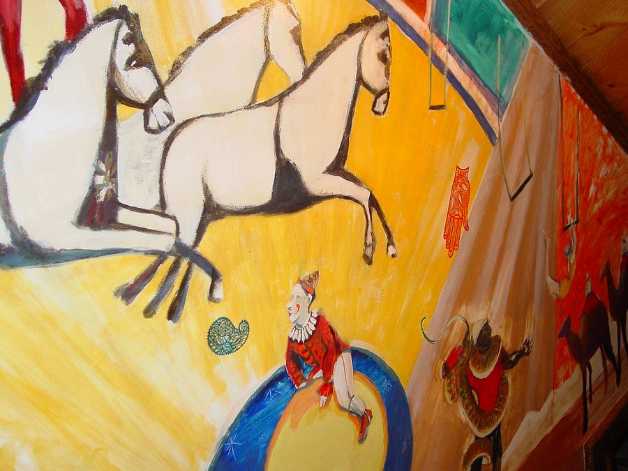 Circus horse and rider performer mural detail, game room, Palm Beach, FL