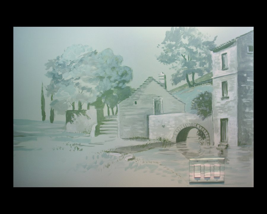 Tuscan hillside village mural detail, second view, Palm Beach, FL