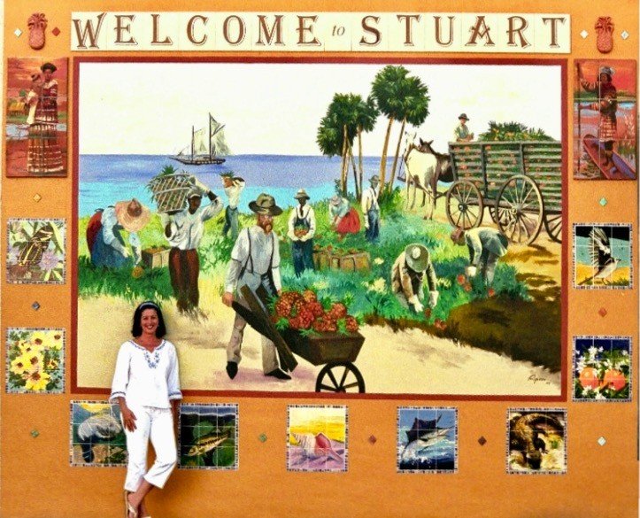 Full finished Stuart mural, alternate angle of the same posed photo, Palm Beach, FL