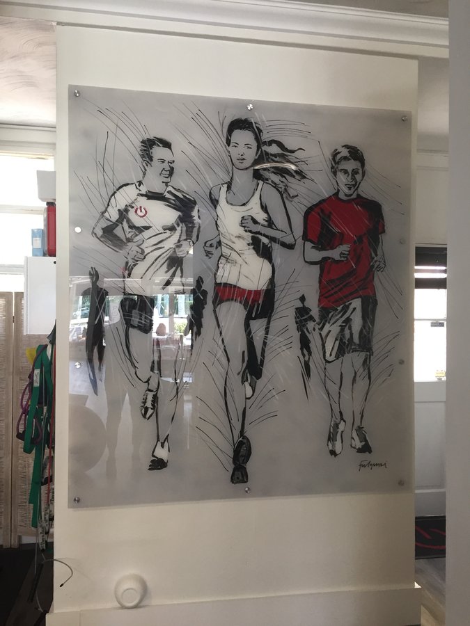 Full mounted three-runner painting, wide straight-on view, Palm Beach, FL