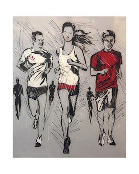 Small reference photo of the mounted three-runner painting, Palm Beach, FL