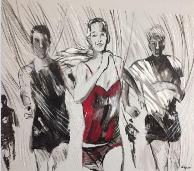 Second view of the weightlifter sketch in progress, Palm Beach, FL