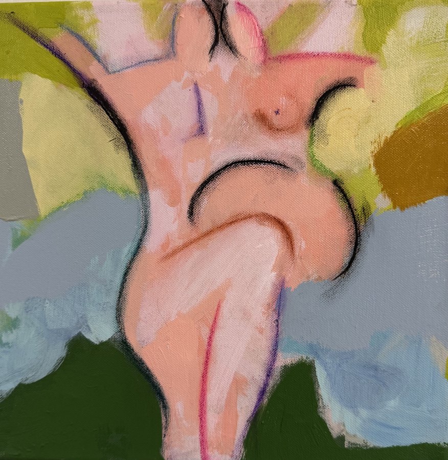Abstract Figures original painting by Maureen Fulgenzi — Greens (tropical) palette, Palm Beach, FL