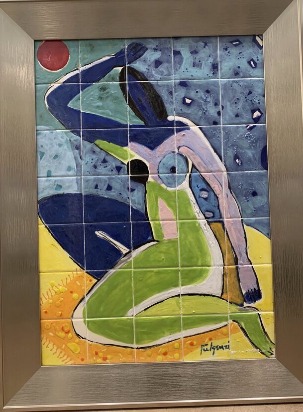 Abstract Figures original painting by Maureen Fulgenzi — Greens (tropical) palette, Palm Beach, FL