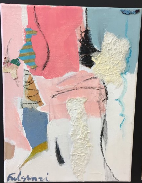 Collage mixed-media Abstract original painting by Maureen Fulgenzi — Neutral / muted palette, Palm Beach, FL