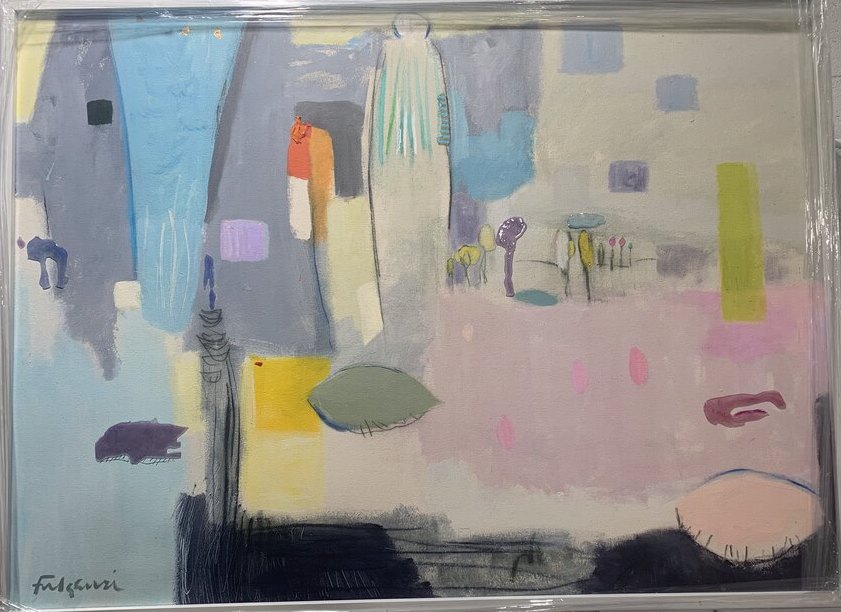 Collage mixed-media Abstract original painting by Maureen Fulgenzi — Neutral / muted palette, Palm Beach, FL