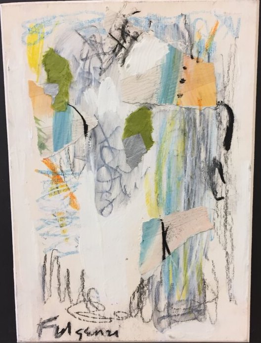Collage mixed-media Abstract original painting by Maureen Fulgenzi — Neutral / muted palette, Palm Beach, FL