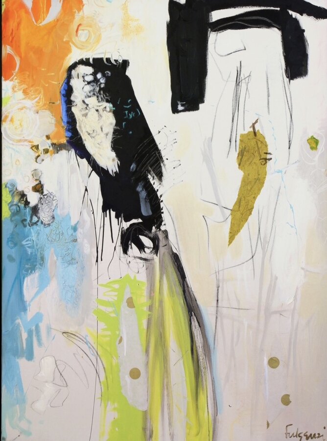 Collage mixed-media Abstract original painting by Maureen Fulgenzi — Neutral / muted palette, Palm Beach, FL