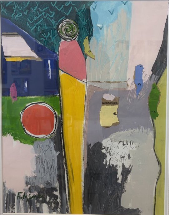 Collage mixed-media Abstract original painting by Maureen Fulgenzi — Neutral / muted palette, Palm Beach, FL