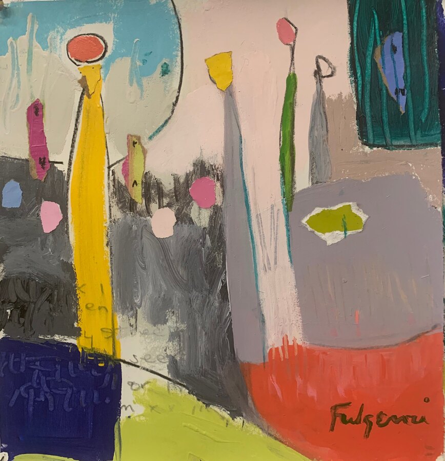 Collage mixed-media Abstract original painting by Maureen Fulgenzi — Mixed palette, Palm Beach, FL