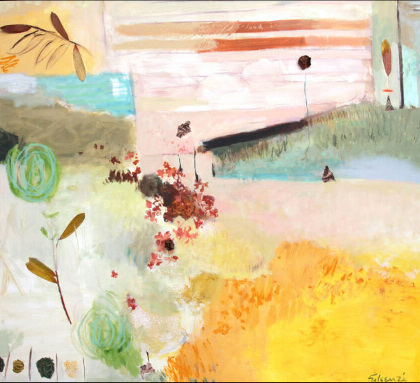 Collage mixed-media Abstract original painting by Maureen Fulgenzi — Mixed palette, Palm Beach, FL