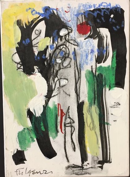 Collage mixed-media Abstract original painting by Maureen Fulgenzi — Neutral / muted palette, Palm Beach, FL