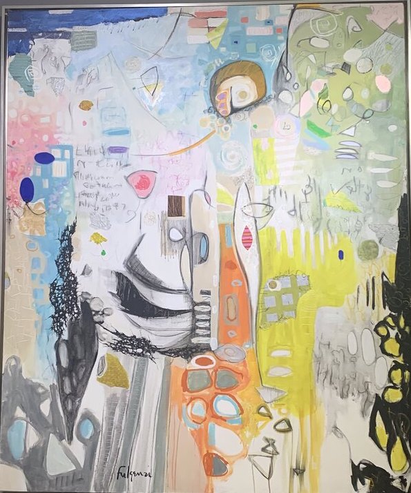 Collage mixed-media Abstract original painting by Maureen Fulgenzi — Neutral / muted palette, Palm Beach, FL