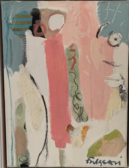 Collage mixed-media Abstract original painting by Maureen Fulgenzi — Neutral / muted palette, Palm Beach, FL