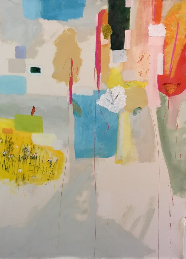Collage mixed-media Abstract original painting by Maureen Fulgenzi — Mixed palette, Palm Beach, FL