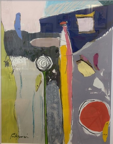 Collage mixed-media Abstract original painting by Maureen Fulgenzi — Neutral / muted palette, Palm Beach, FL