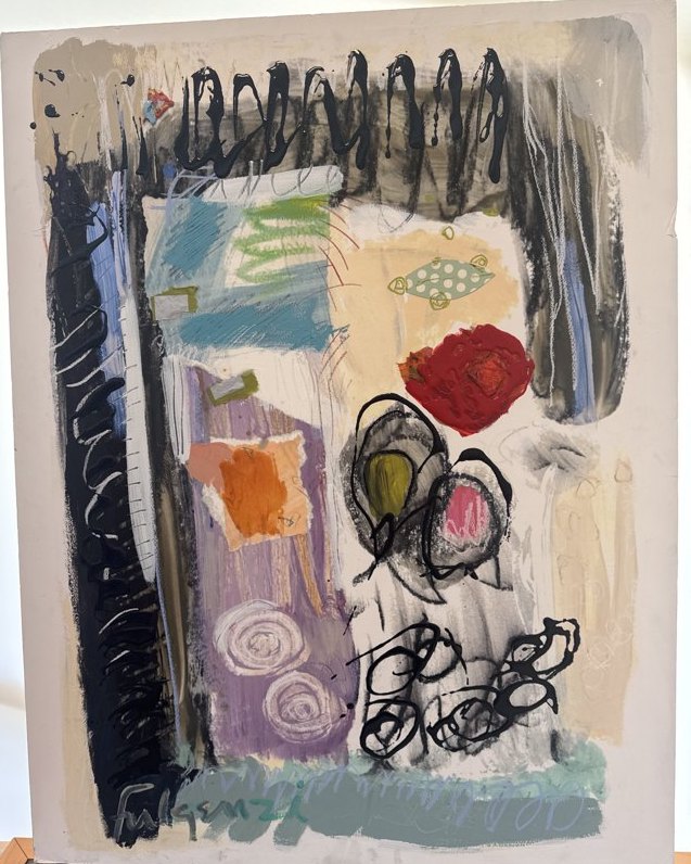 Collage mixed-media Abstract original painting by Maureen Fulgenzi — Neutral / muted palette, Palm Beach, FL