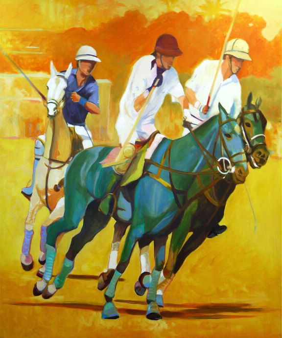 Abstract Horses original painting by Maureen Fulgenzi — Mixed palette, Palm Beach, FL