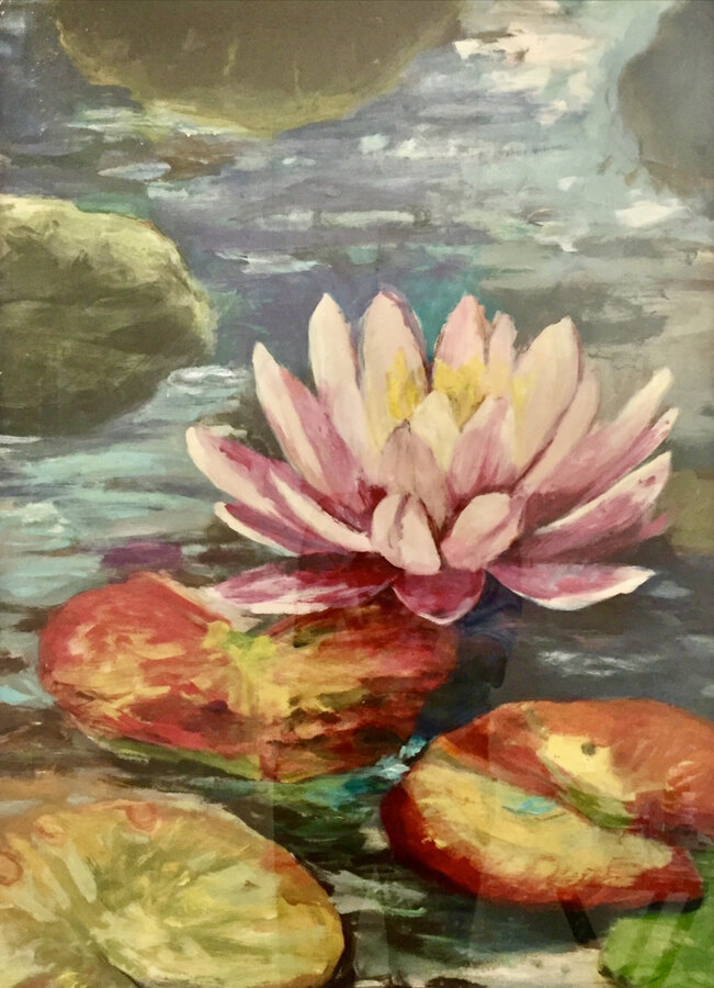 Impressionistic botanical Flowers original painting by Maureen Fulgenzi — Mixed palette, Palm Beach, FL