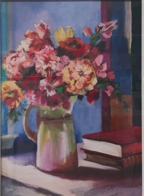 Impressionistic botanical Flowers original painting by Maureen Fulgenzi — Mixed palette, Palm Beach, FL
