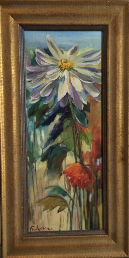 Impressionistic botanical Flowers original painting by Maureen Fulgenzi — Mixed palette, Palm Beach, FL