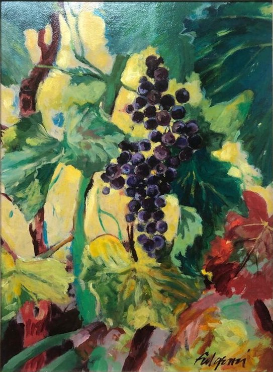 Impressionistic Still life original painting by Maureen Fulgenzi — Greens (tropical) palette, Palm Beach, FL