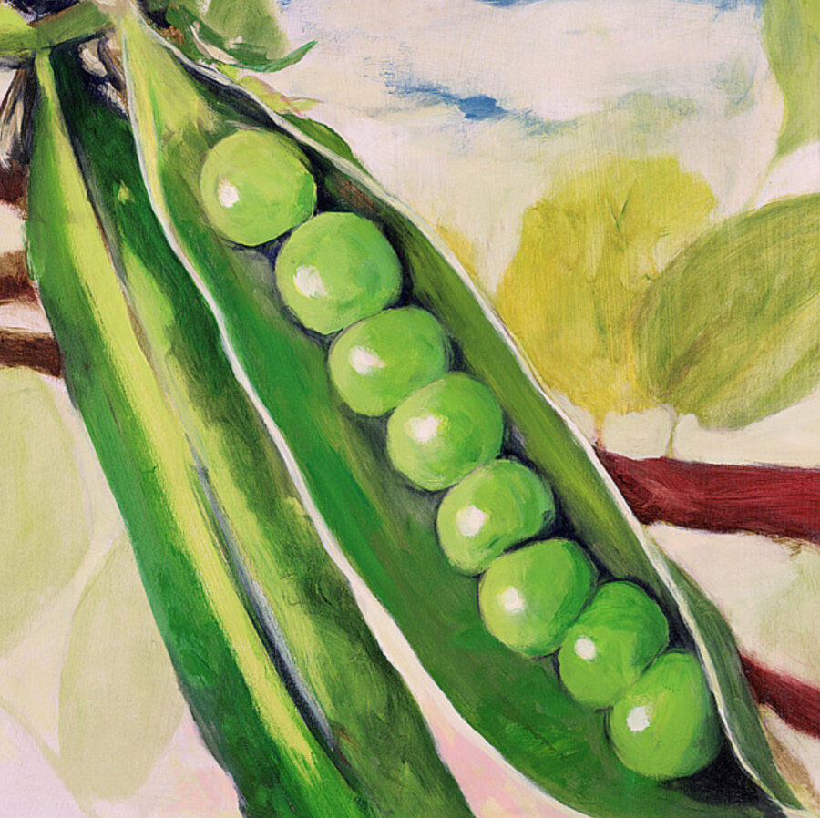 Impressionistic Still life original painting by Maureen Fulgenzi — Greens (tropical) palette, Palm Beach, FL