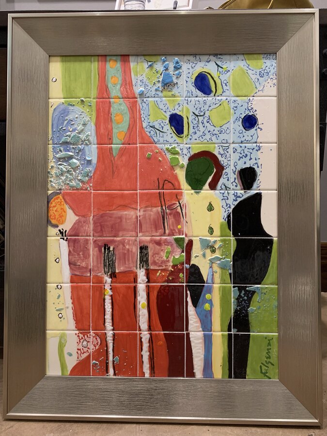 Abstract Figures original painting by Maureen Fulgenzi — Multicolor palette, Palm Beach, FL