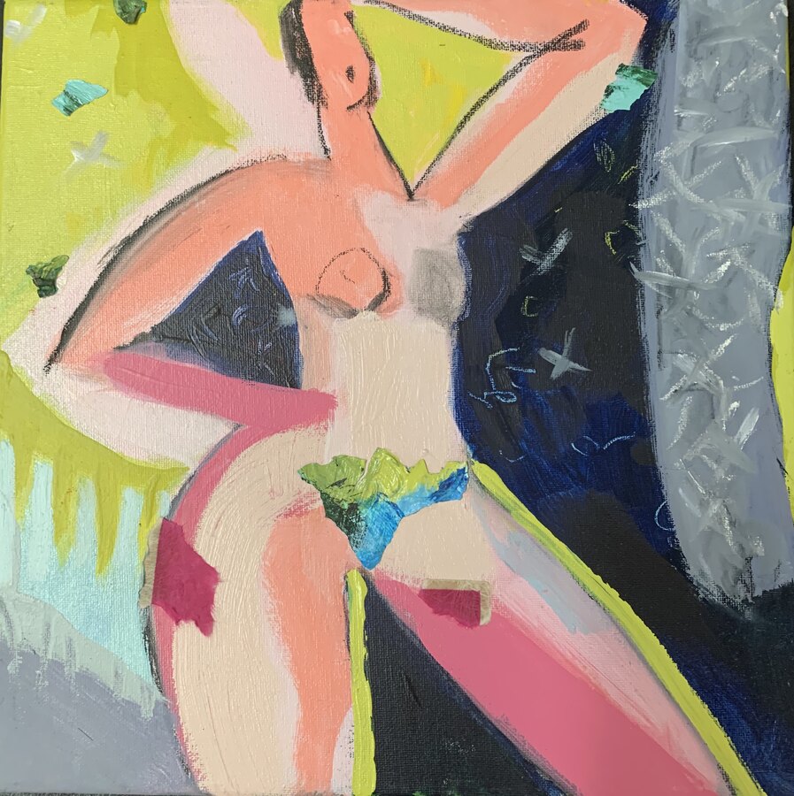 Abstract Figures original painting by Maureen Fulgenzi — Vivid tropical palette, Palm Beach, FL (sold)