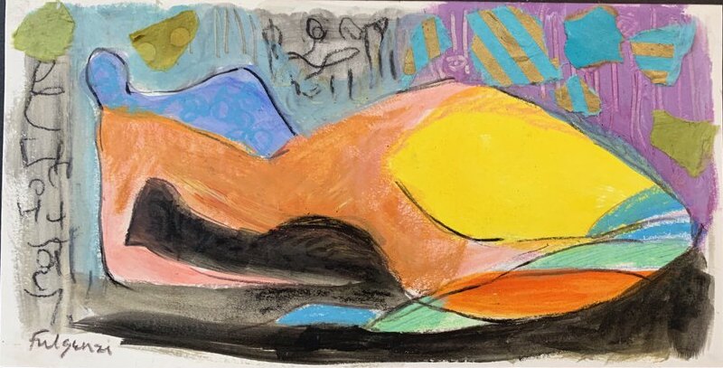 Abstract Figures original painting by Maureen Fulgenzi — Vivid tropical palette, Palm Beach, FL (sold)