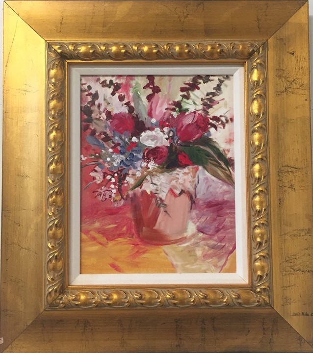 Impressionistic botanical Flowers original painting by Maureen Fulgenzi — Mixed palette, Palm Beach, FL