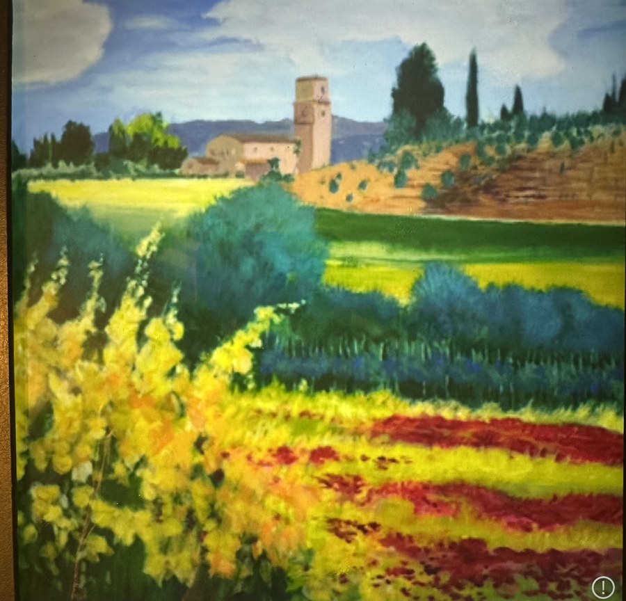 Impressionistic Countryside field commissioned painting by Maureen Fulgenzi — Gold & green palette, Palm Beach, FL