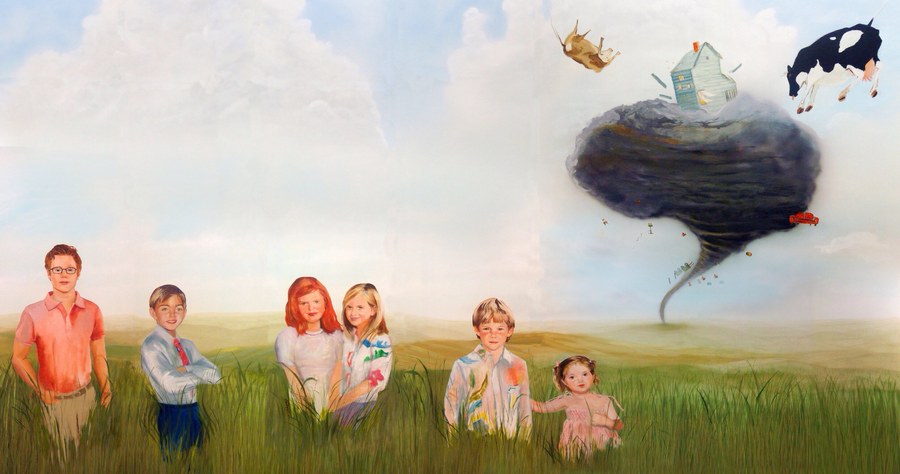 Realistic Family portrait by Maureen Fulgenzi — Green & warm palette, Palm Beach, FL