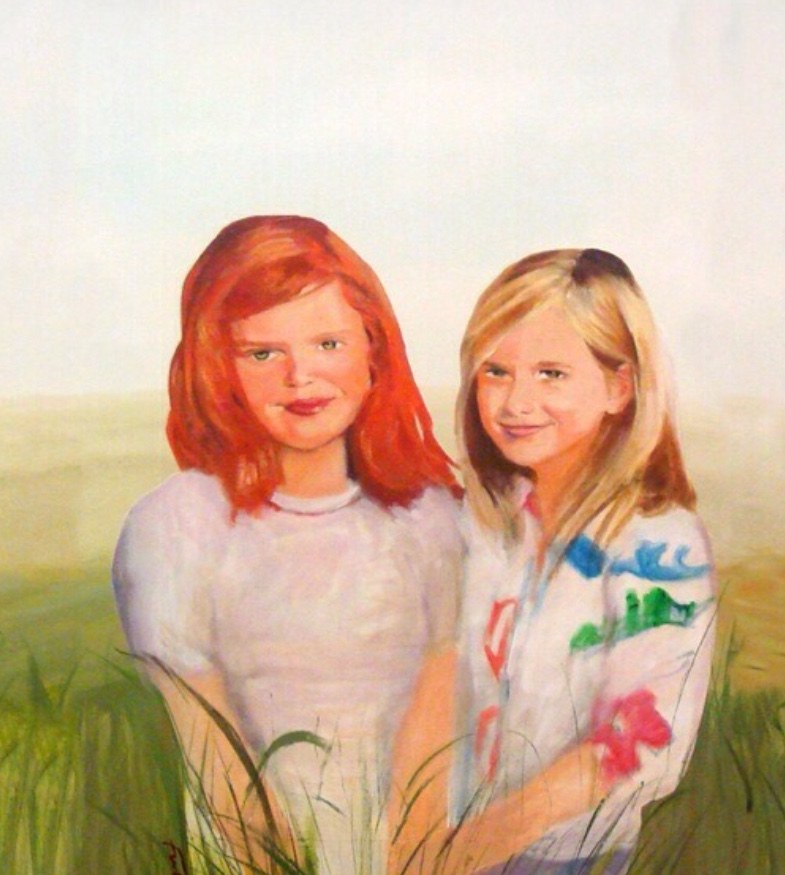 Realistic Family portrait by Maureen Fulgenzi — Green & warm palette, Palm Beach, FL