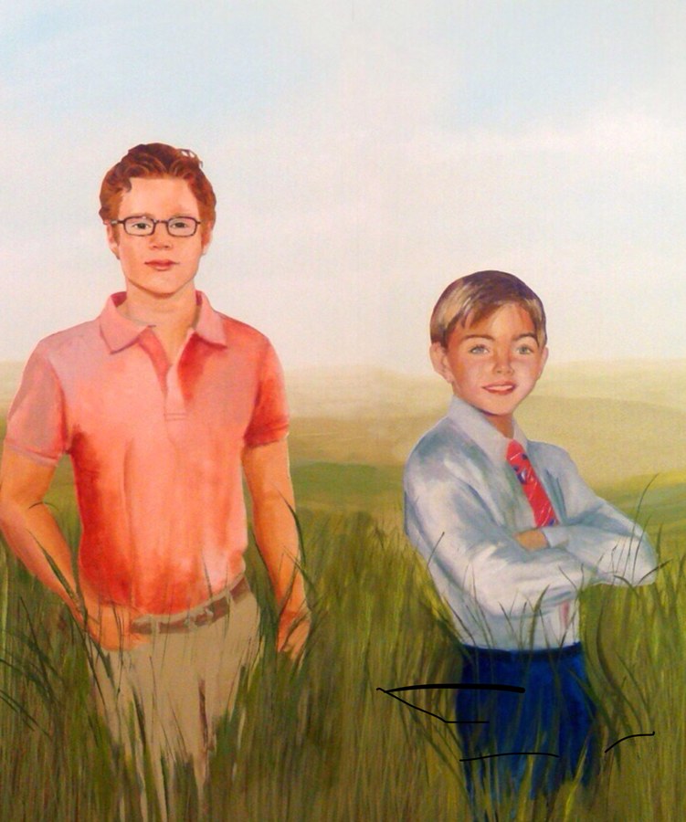 Realistic Family portrait by Maureen Fulgenzi — Green & warm palette, Palm Beach, FL