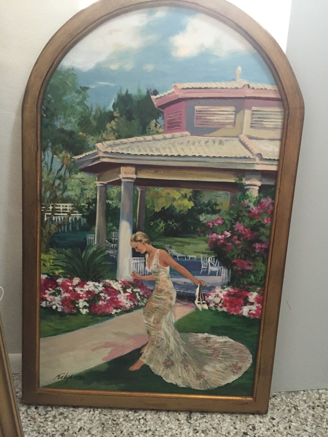 Impressionistic Woman in the Garden portrait by Maureen Fulgenzi — Naturalistic palette, Palm Beach, FL