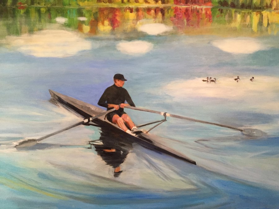 Impressionistic Rower portrait by Maureen Fulgenzi — Soft palette, Palm Beach, FL