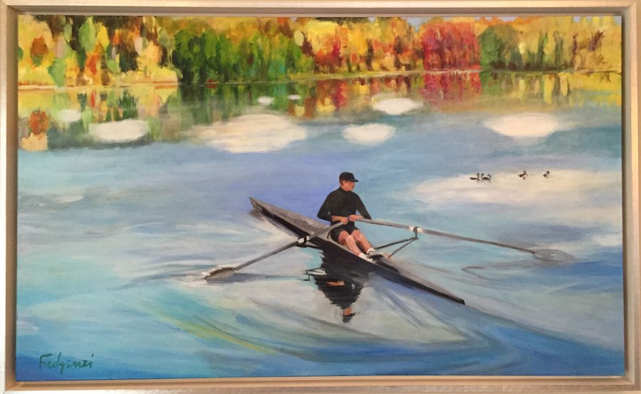 Impressionistic Rower portrait by Maureen Fulgenzi — Soft palette, Palm Beach, FL