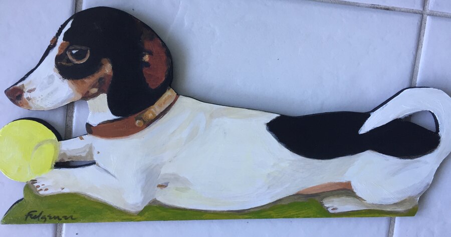 Realistic Dog Cutout pet portrait by Maureen Fulgenzi — Outdoor palette, Palm Beach, FL