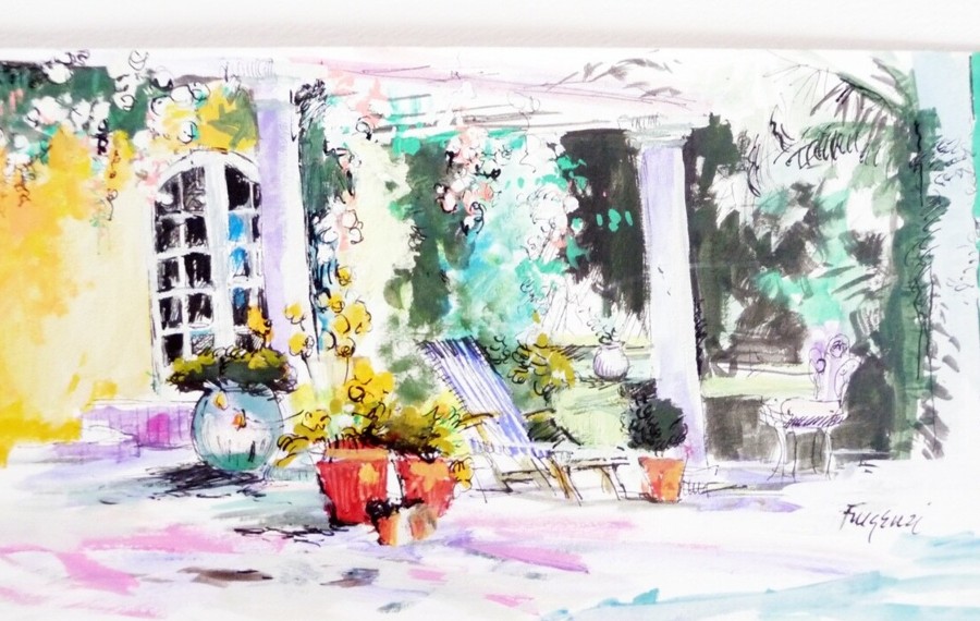Watercolor Architecture — sold original by Maureen Fulgenzi, available as a fine art print, Palm Beach, FL