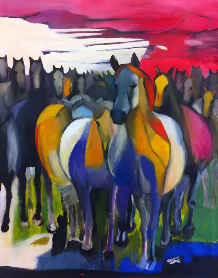 Abstract Horses — sold original by Maureen Fulgenzi, available as a fine art print, Palm Beach, FL
