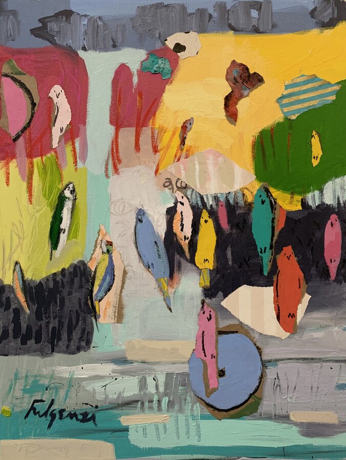 Abstract Birds — sold original by Maureen Fulgenzi, available as a fine art print, Palm Beach, FL