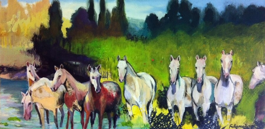 Impressionistic Horses — sold original by Maureen Fulgenzi, available as a fine art print, Palm Beach, FL