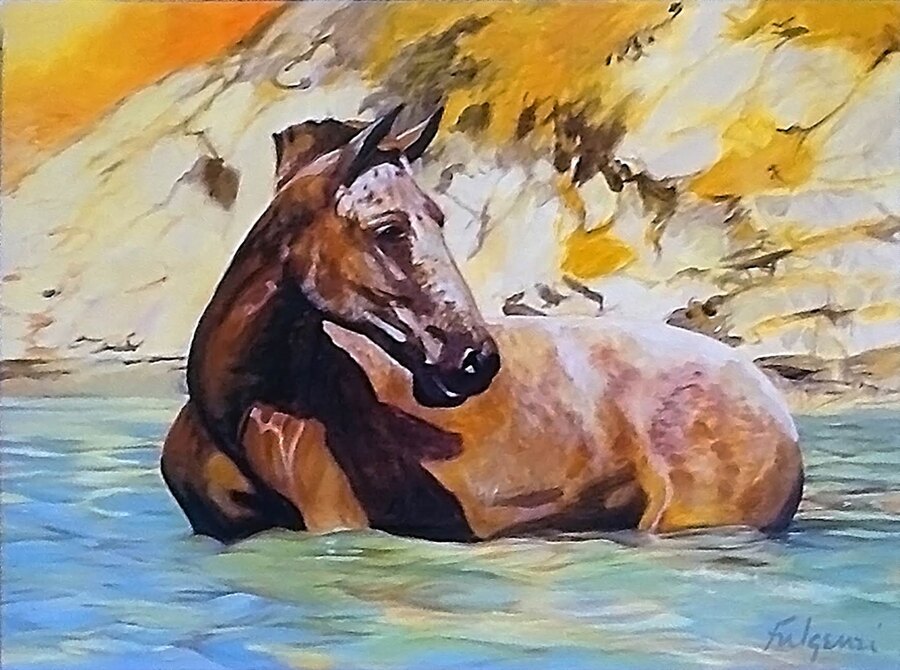Impressionistic Horses — sold original by Maureen Fulgenzi, available as a fine art print, Palm Beach, FL